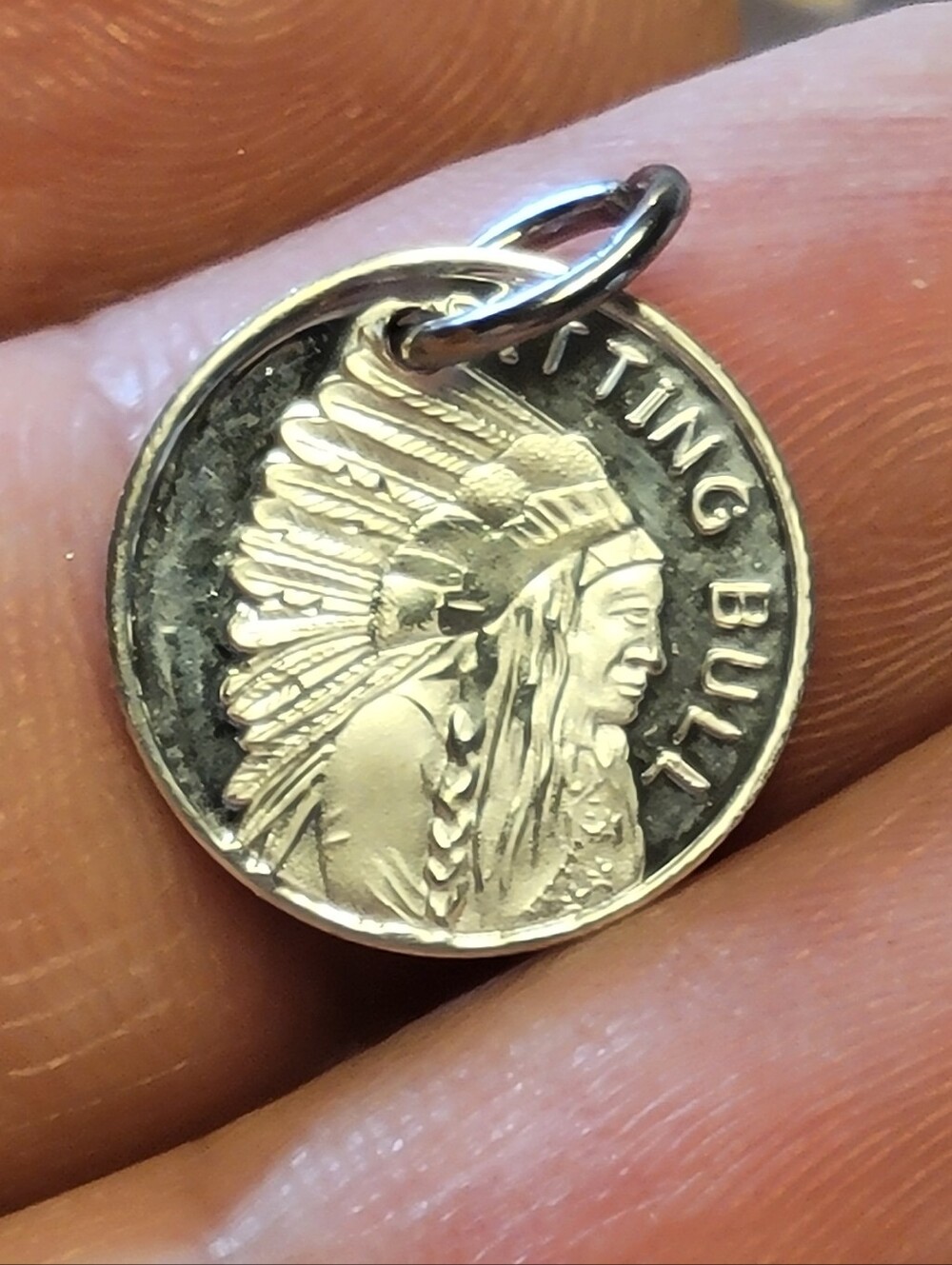 925 Ster Silver Native American Sitting Bull Pendant / Charm - Handmade (VTG)
